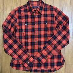 未使用★ラルフローレン　シャツ　長袖ブラウス　チェック×レッド　9 レディース