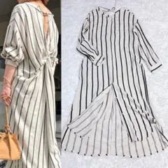 Omekashi オメカシ ツイストシャツワンピース コットンリネン マキシ丈のサムネイル