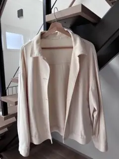 ユニクロ　ジャージー　リラックス　ジャケット　アウター　オフホワイト　春秋