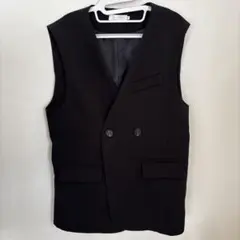 黒 ダブルボタン ベスト