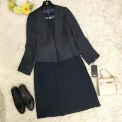 未使用タグ付き ルイルエブティック ツイードジャケット＆ワンピース L ネイビー