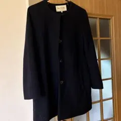 Ray BEAMS ノーカラーコート ネイビー サイズ0