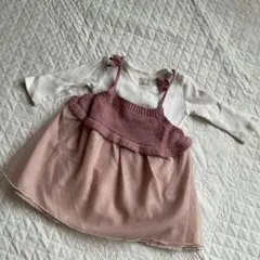 ☆プティマイン チュールチュニックワンピース +ロンパース☆サイズ70