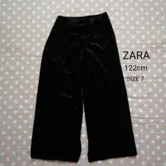 ZARAキッズガウチョパンツ　黒ベロア　122　キッズパンツのサムネイル