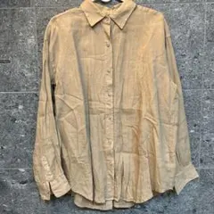 ラウンジドレス　バックタイシャツ ベージュ 長袖シャツ