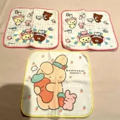 [新品未使用] リラックマ、 くまうさキャラクタータオルハンカチ 3枚セット