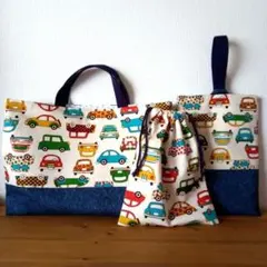 ハンドメイド　入園入学3点セット(レッスンバッグ.シューズ入れ.巾着袋)