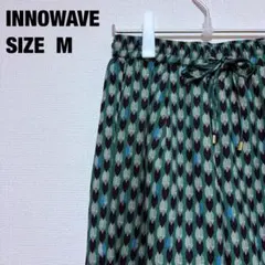 イノウェーブ サイズM ワイドパンツ　ターコイズグリーン　リーフ(葉っぱ)柄のサムネイル