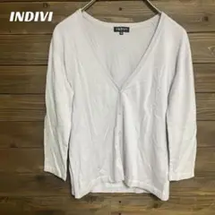 ♦︎【インディヴィ】INDIVI Vネック 長袖カーディガン M