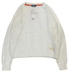 BURBERRY BLUE LABEL プレートロゴ ケーブルニット ホワイトのサムネイル