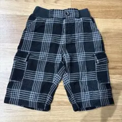 COMME CA ISM カーゴパンツ 黒とグレーのチェック柄　90