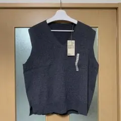 無印良品洗えるミラノリブ編みベストグレーxxlのサムネイル
