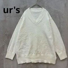 ur's ユアーズ ホワイト オーバーサイズ Vネック ニット セーターのサムネイル