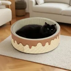 猫用 爪とぎ ベッド 円形 段ボール製 Wのサムネイル