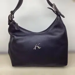 良品✨ キタムラ ハンドバッグ 本革 レザー ネイビー レッド ステッチ 