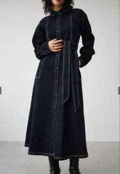 AZUL by MOUSSY 配色ステッチデニムワンピース
