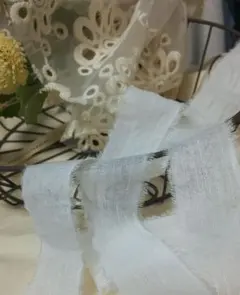 ①❣️蘭❣️。フリンジ加工裂き布リボン ①❣️蘭❣️様専用。フリンジ加工裂き布リボン