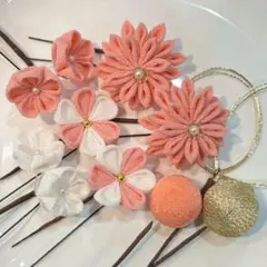 つまみ細工 髪飾りセット☆ヘアアクセサリー☆成人式 七五三 結婚式