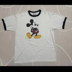 90s XL disney mickey vtg リンガー tシャツ ディズニー