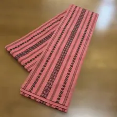 特❺☆夏季バーゲン☆ 博多正絹帯　細巾　献上柄　お仕立て済み　ビンテージのサムネイル
