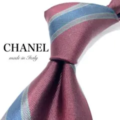 ★【極美品】 CHANEL ネクタイ ストライプ柄 レッド シンプルのサムネイル