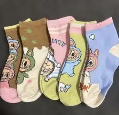 LABUBUラブブキャラクターキッズ靴下5足セット