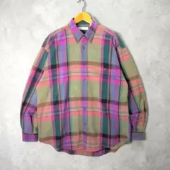 90s Bugle Boy 好配色 チェックBDシャツ XL 古着