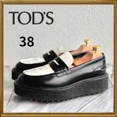 VERY掲載　TOD’S トッズ 厚底ローファー レザーブラックバイカラー 38