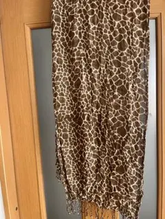 キリン柄 ストール ショール フリンジ付き