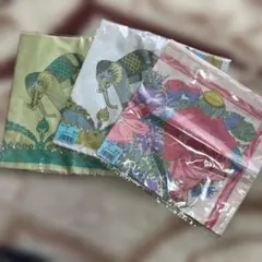 象と花柄のハンカチ　3枚セット