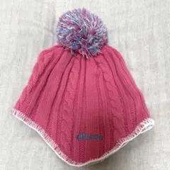 【ellesse】ポンポン付きピンクニット帽 スキー/スノボ（子ども用）