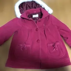 フード付きピンクコート 120cm K刺繍入り