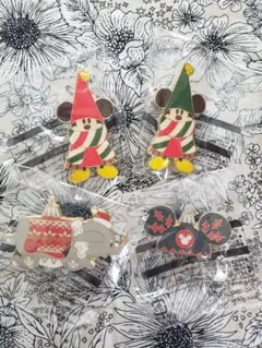 ミッキー ダンボ リルリンリン クリスマス ピンバッジ 4個セット