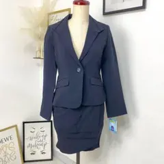 新品 未使用 美ライン レディース 洗える ストレッチ スーツ ネイビー