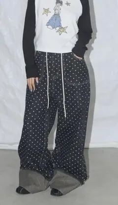 FANCY CLUB デニムパンツ ドット柄 - メルカリ