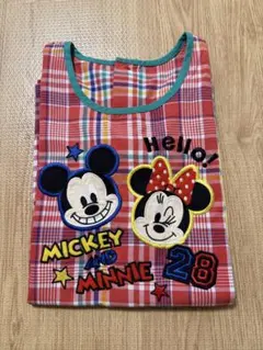 ミッキー ミニー エプロン 赤 チェック