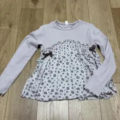 花柄長袖カットソー 薄紫色