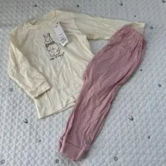 【8926】ウサギ　パジャマ 100cm 長袖　薄手　ホワイト　ピンク　新品のサムネイル