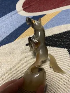 水牛の角　馬　置物のサムネイル
