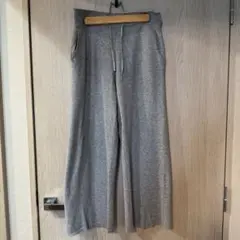 ユニクロ　ウォッシャブルリブニットパンツ　グレー　Lサイズ