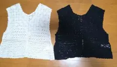 【2点セット】GORGE系 クロシェ編みベスト かぎ針編みビスチェ 白 黒のサムネイル