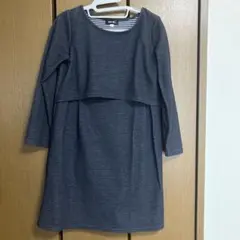 【美品】マタニティMサイズ 授乳服 ワンピース　ネイビー