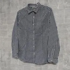 ユニクロ　ネイビーとホワイトのギンガムチェックシャツ　オールド