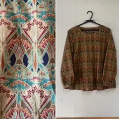 状態良好】ニリロータン インド綿刺繍ブラウス 長袖 黒 バックギャザー