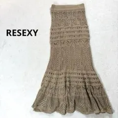 【RESEXY】FREE レース編み フレアロングスカート　ベージュ