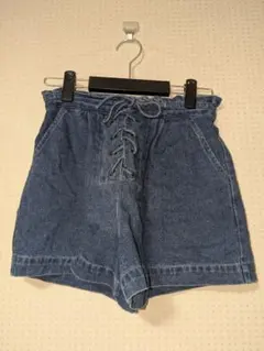 デニムブルー レースアップショートパンツのサムネイル