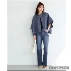 coca テレコ風デニムフレアパンツ　sサイズ
