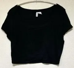 H&M DIVIDED Tシャツ 黒 半袖クルーネックXL コットン お出かけ