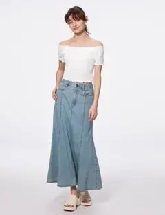 ライトデニムフレアマキシスカート