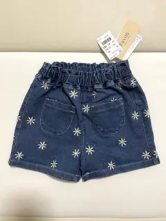 花柄刺繍デニムショートパンツ